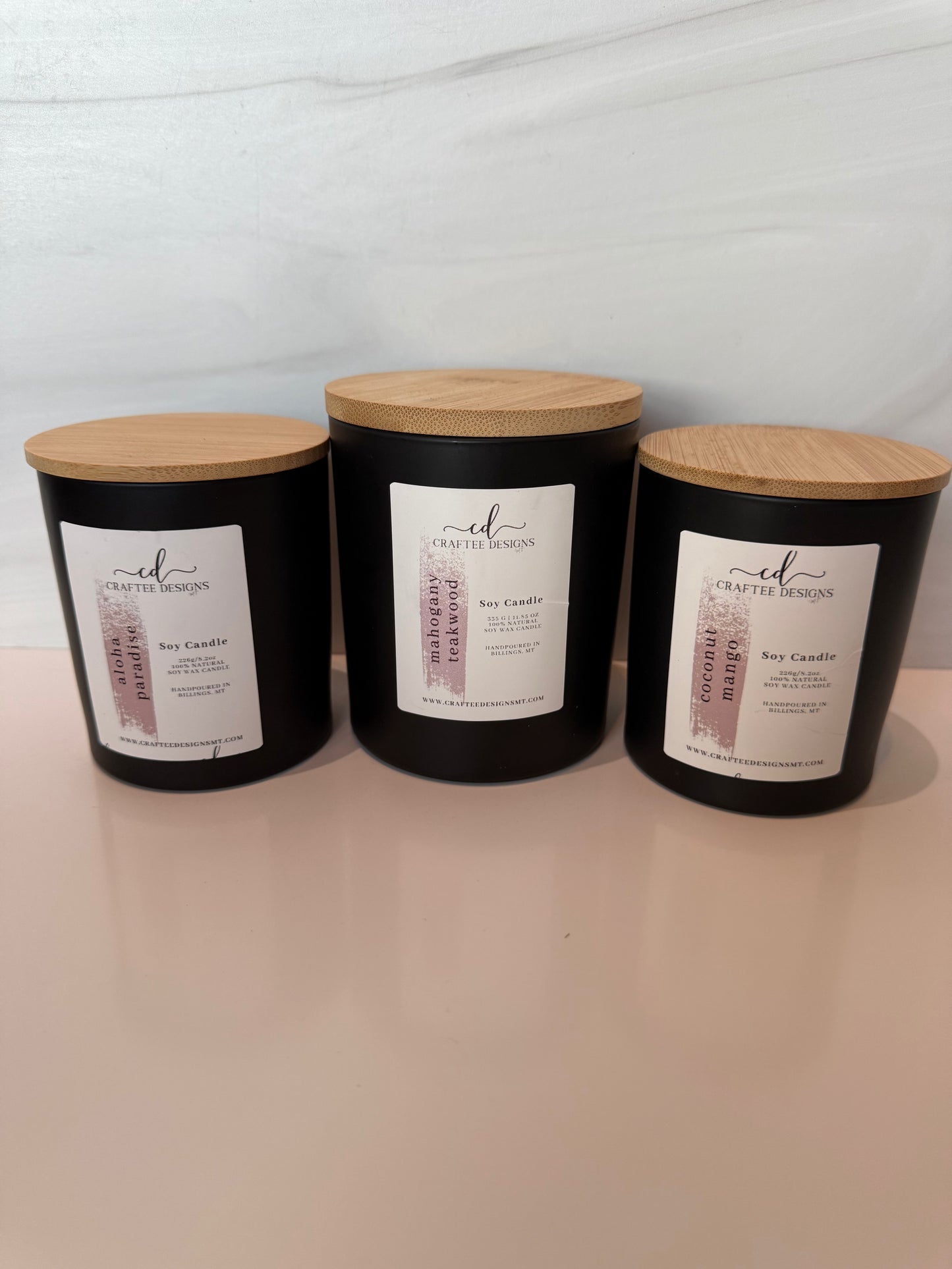 12 oz Black Jar with Bamboo Lids