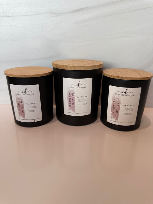 12 oz Black Jar with Bamboo Lids